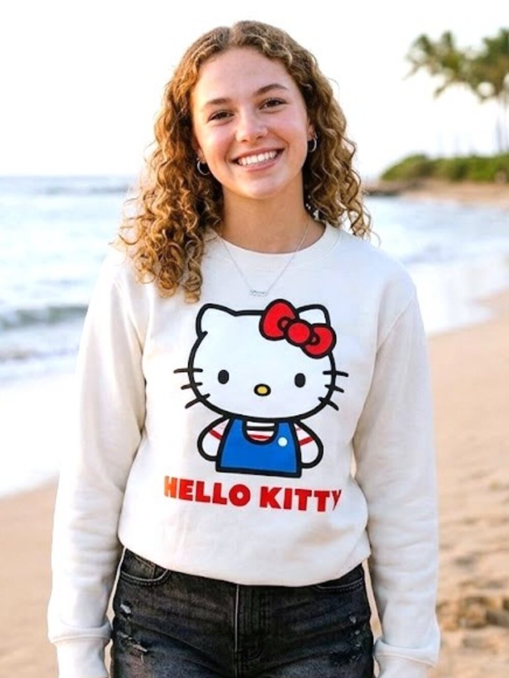 Sanrio Hello Kitty Cozy Comfy White Sweatshirt Size S (8-10)